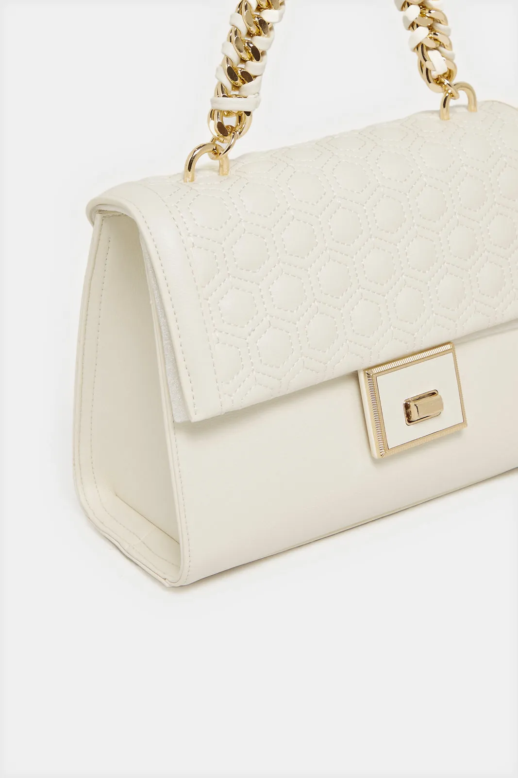 Women White Quilted Day Bag sold by Redtag product image thumbnail 3