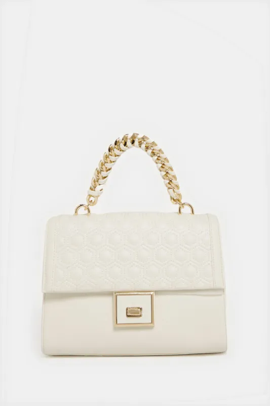 Women White Quilted Day Bag sold by Redtag