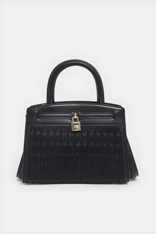 Women Black Quilted Handbag sold by Redtag