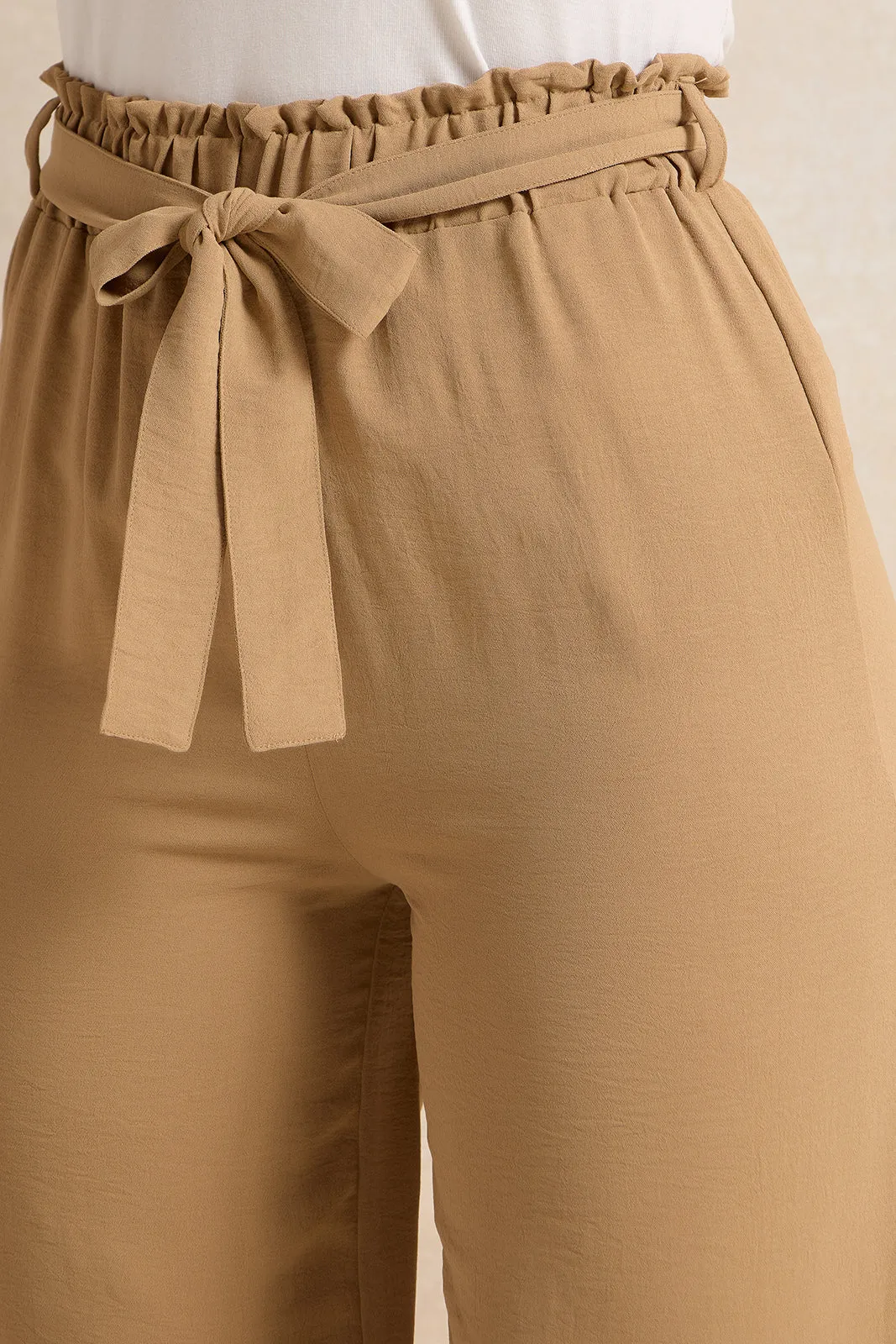 Women Tan Belted Flared Trousers sold by Redtag product image thumbnail 4