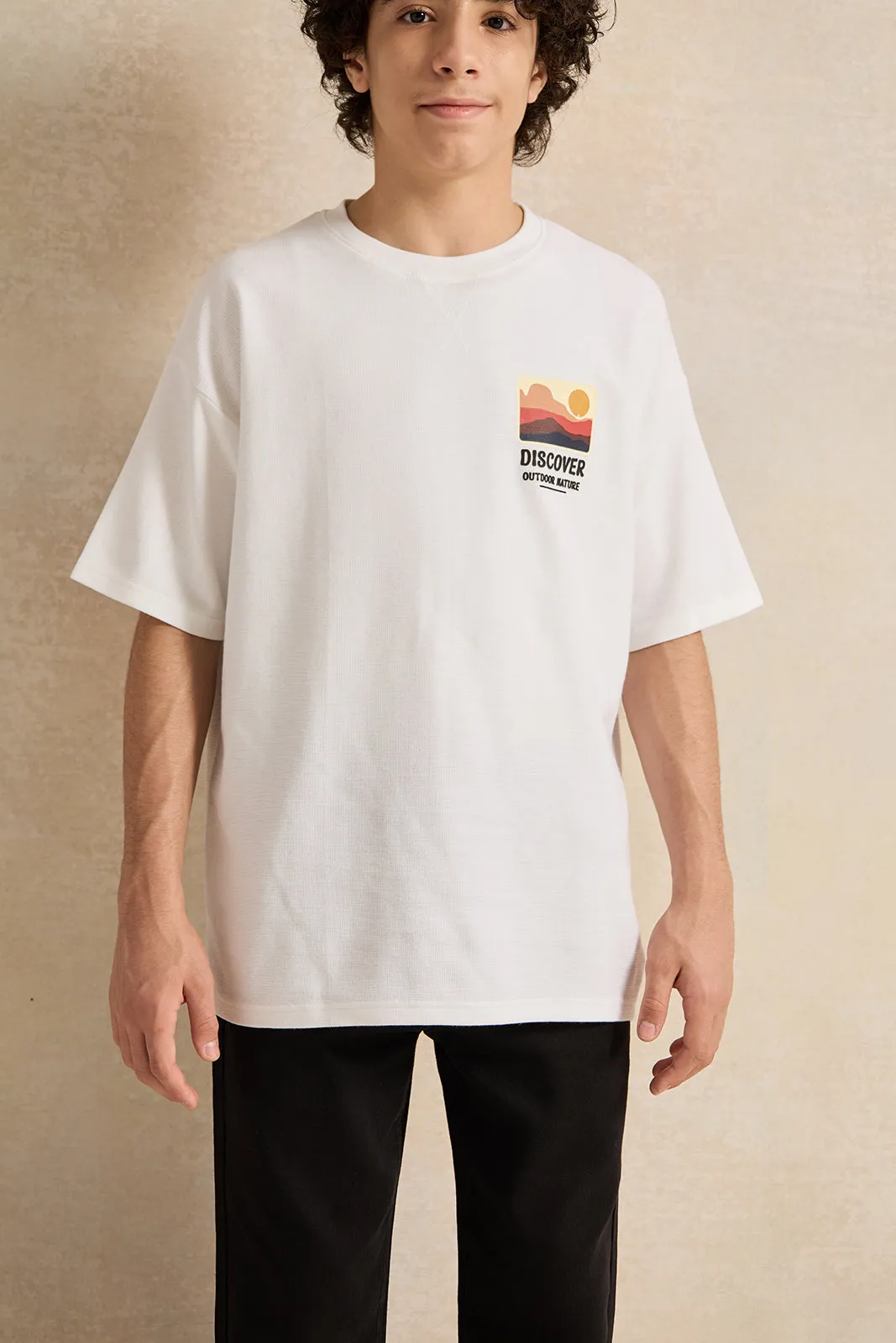 Senior Boys White Printed T-shirt sold by Redtag product image thumbnail 4