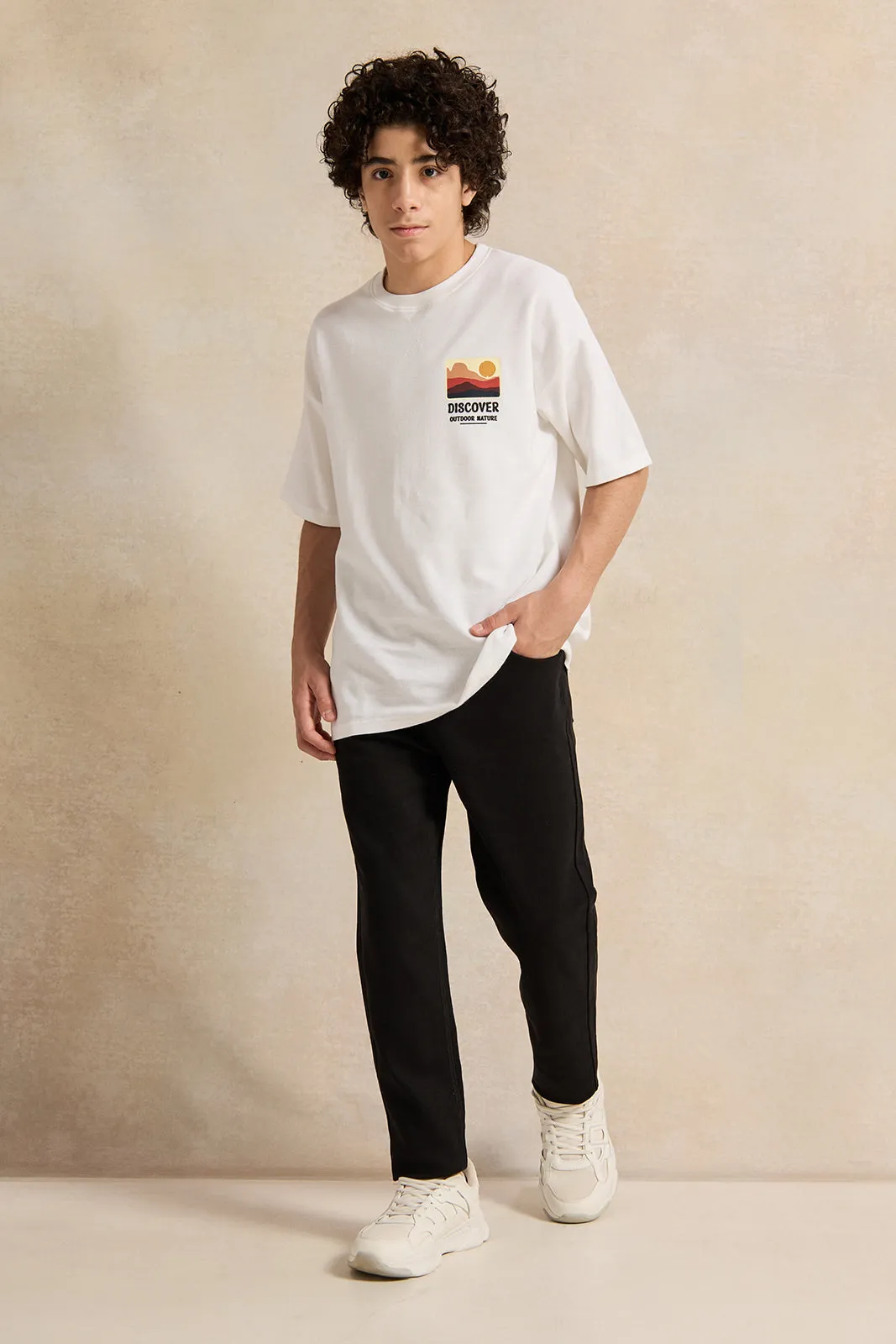 Senior Boys White Printed T-shirt sold by Redtag product image thumbnail 2