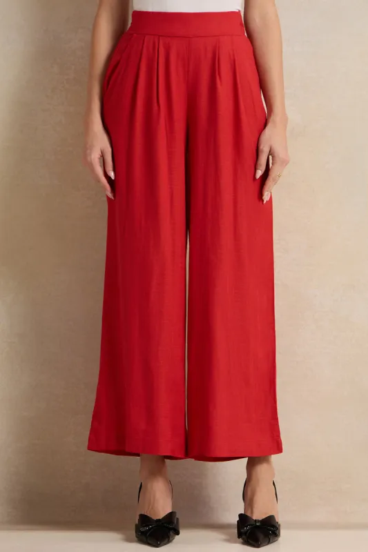 Women Red Relaxed Trousers sold by Redtag