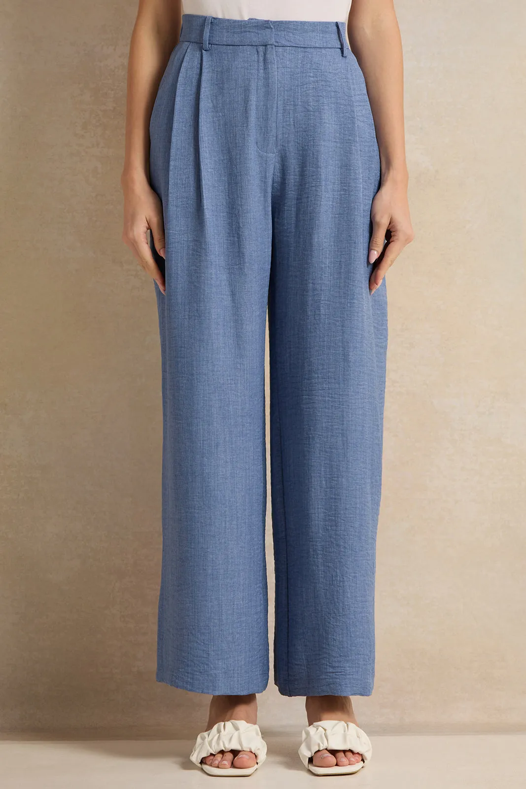 Women Blue Straight Fit Trousers sold by Redtag