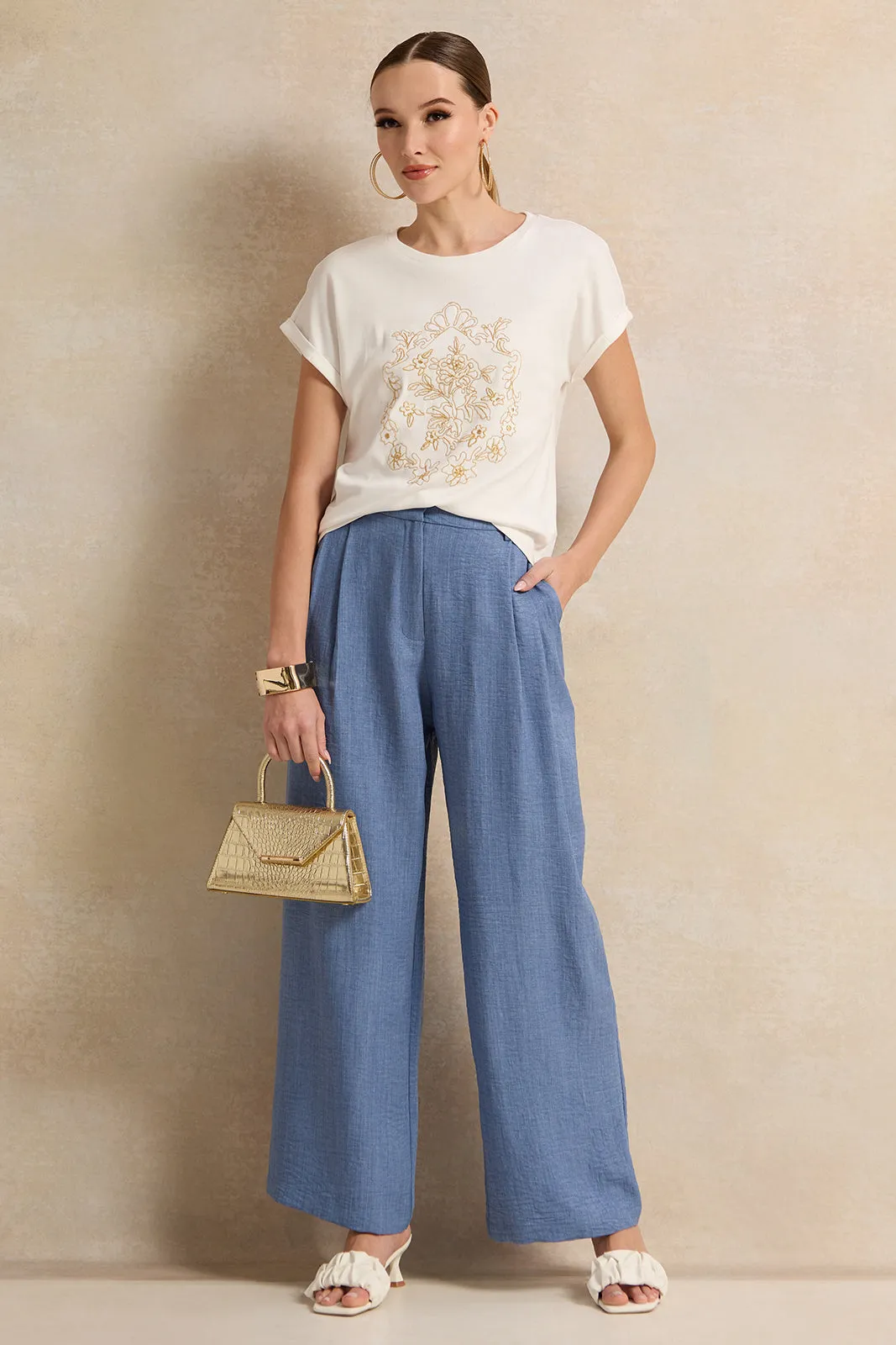 Women Blue Straight Fit Trousers sold by Redtag product image thumbnail 2