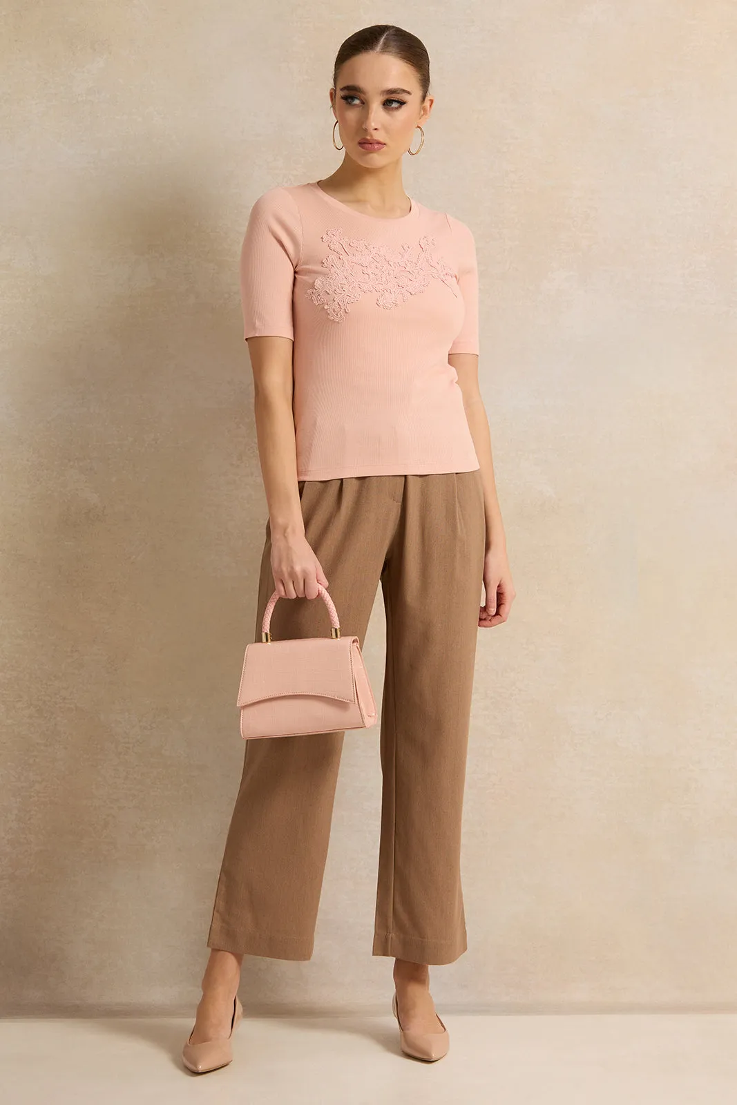 Women Pink Ribbed Top sold by Redtag product image thumbnail 2