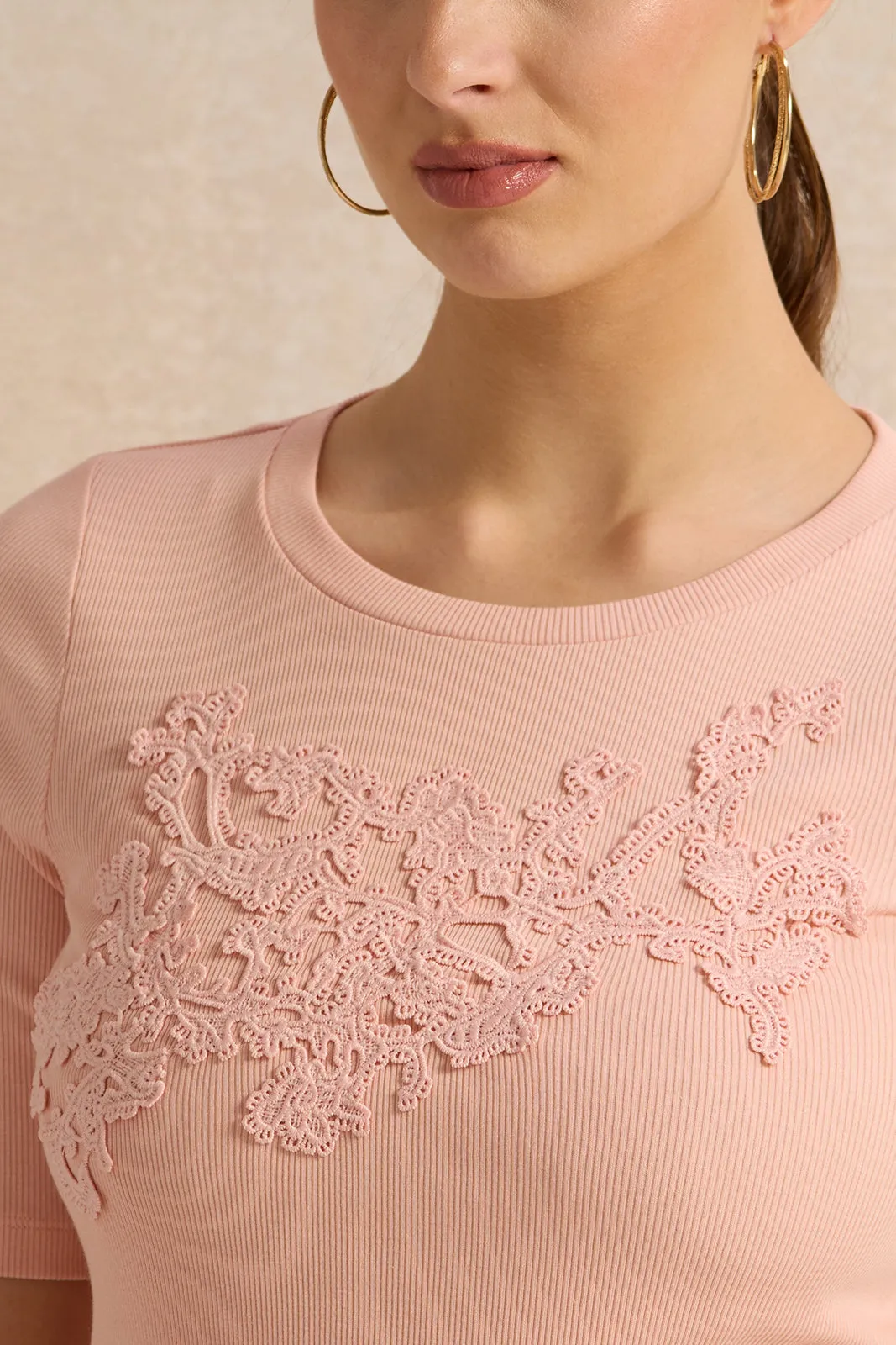 Women Pink Ribbed Top sold by Redtag product image thumbnail 4