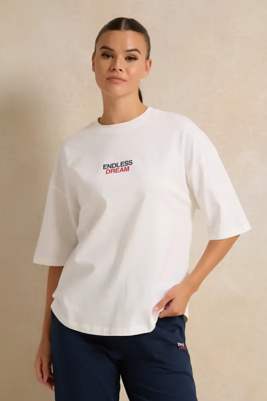 Women White Print  Active T-Shirt sold by Redtag