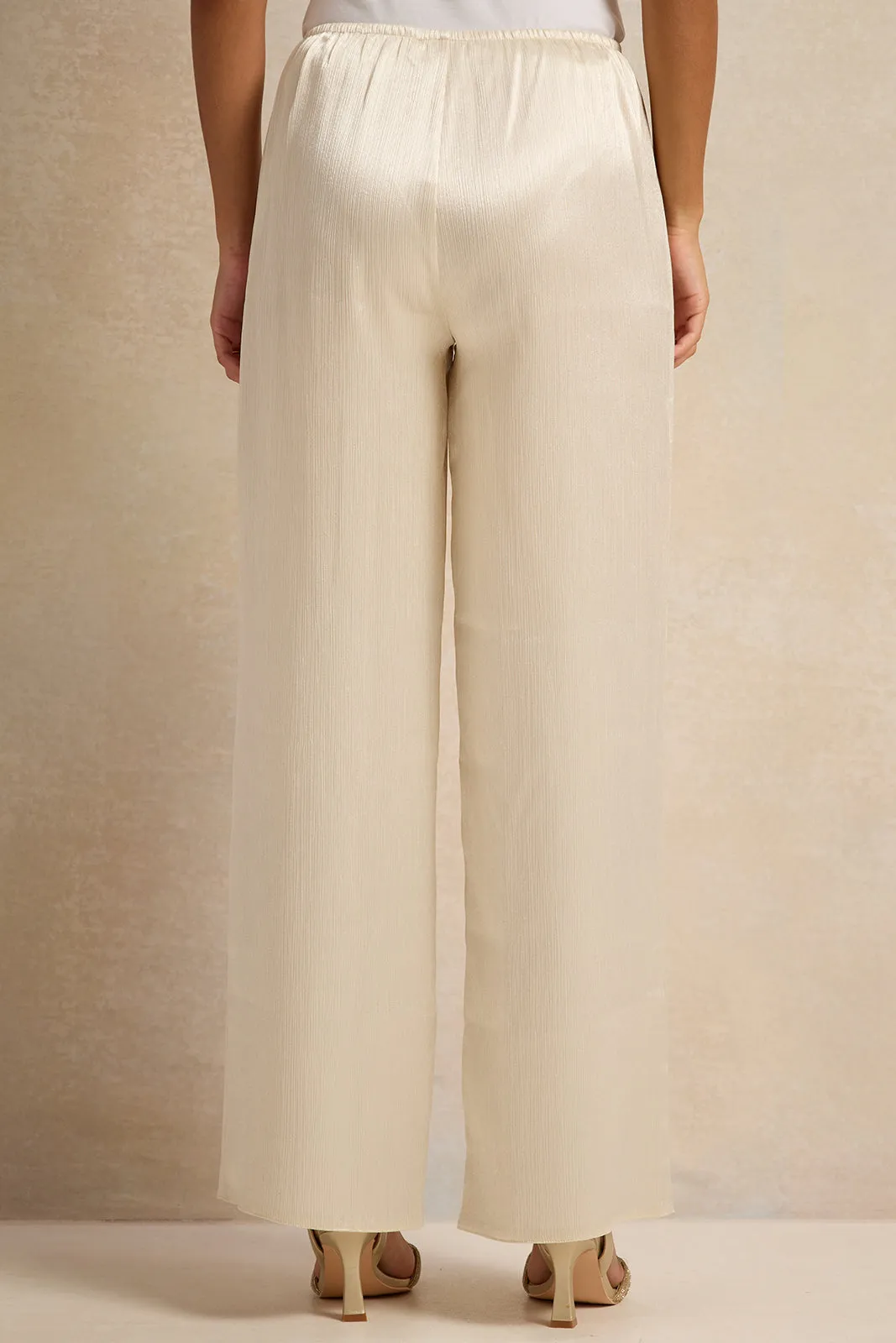 Women Beige Crinkled Trousers sold by Redtag product image thumbnail 3