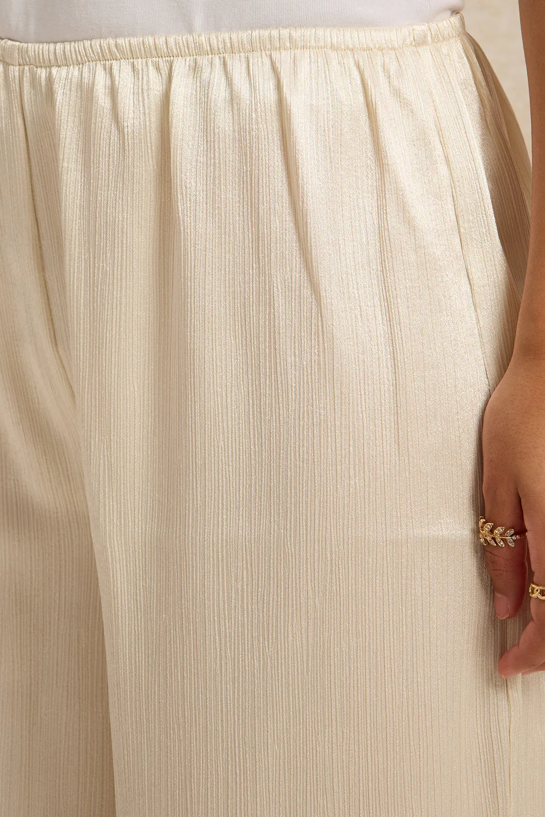 Women Beige Crinkled Trousers sold by Redtag product image thumbnail 4