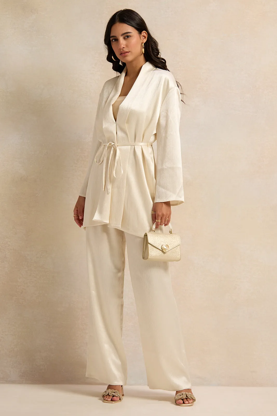 Women Beige Crinkled Trousers sold by Redtag product image thumbnail 2