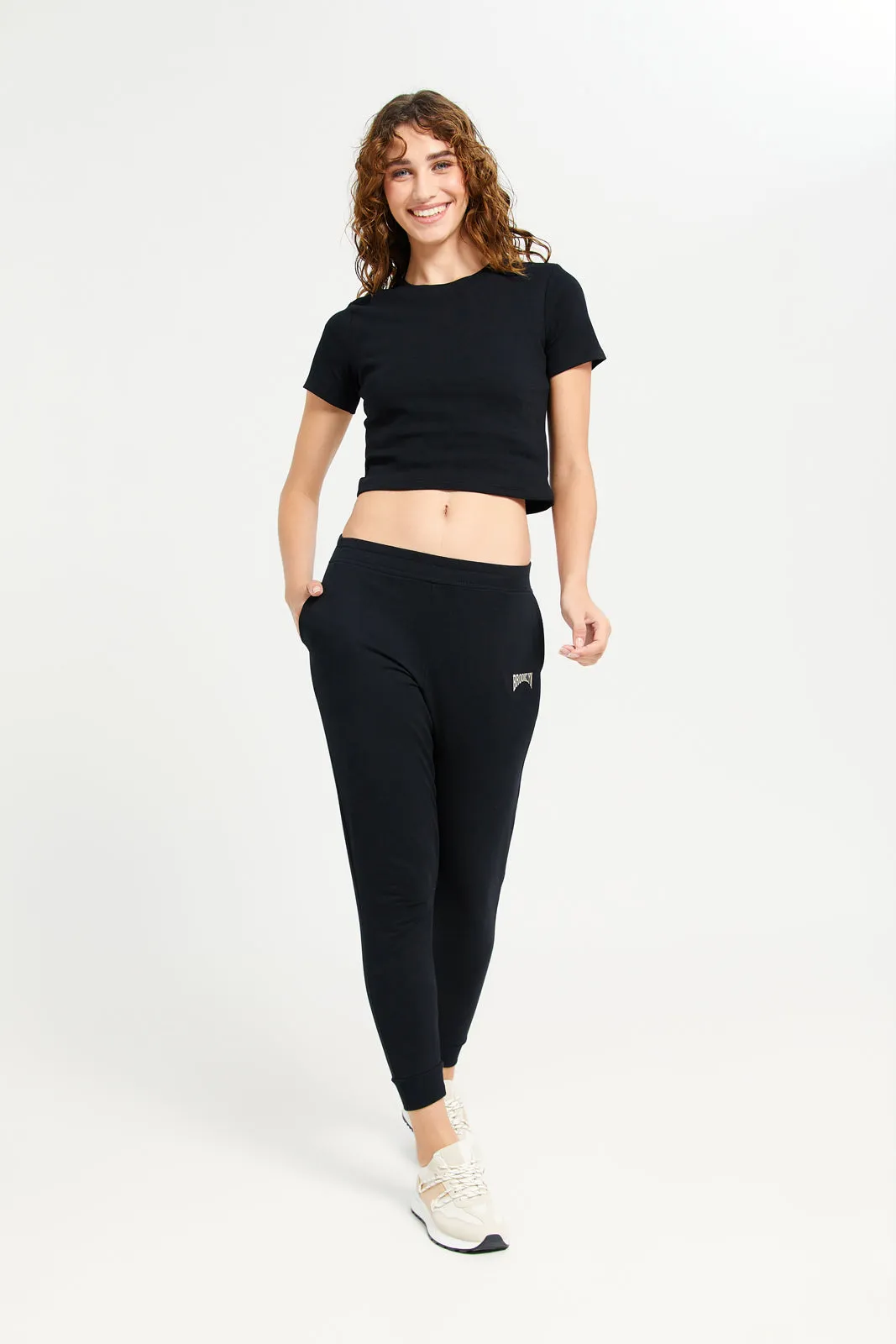 Women Black Straight Fit Plain Pants sold by Redtag product image thumbnail 2