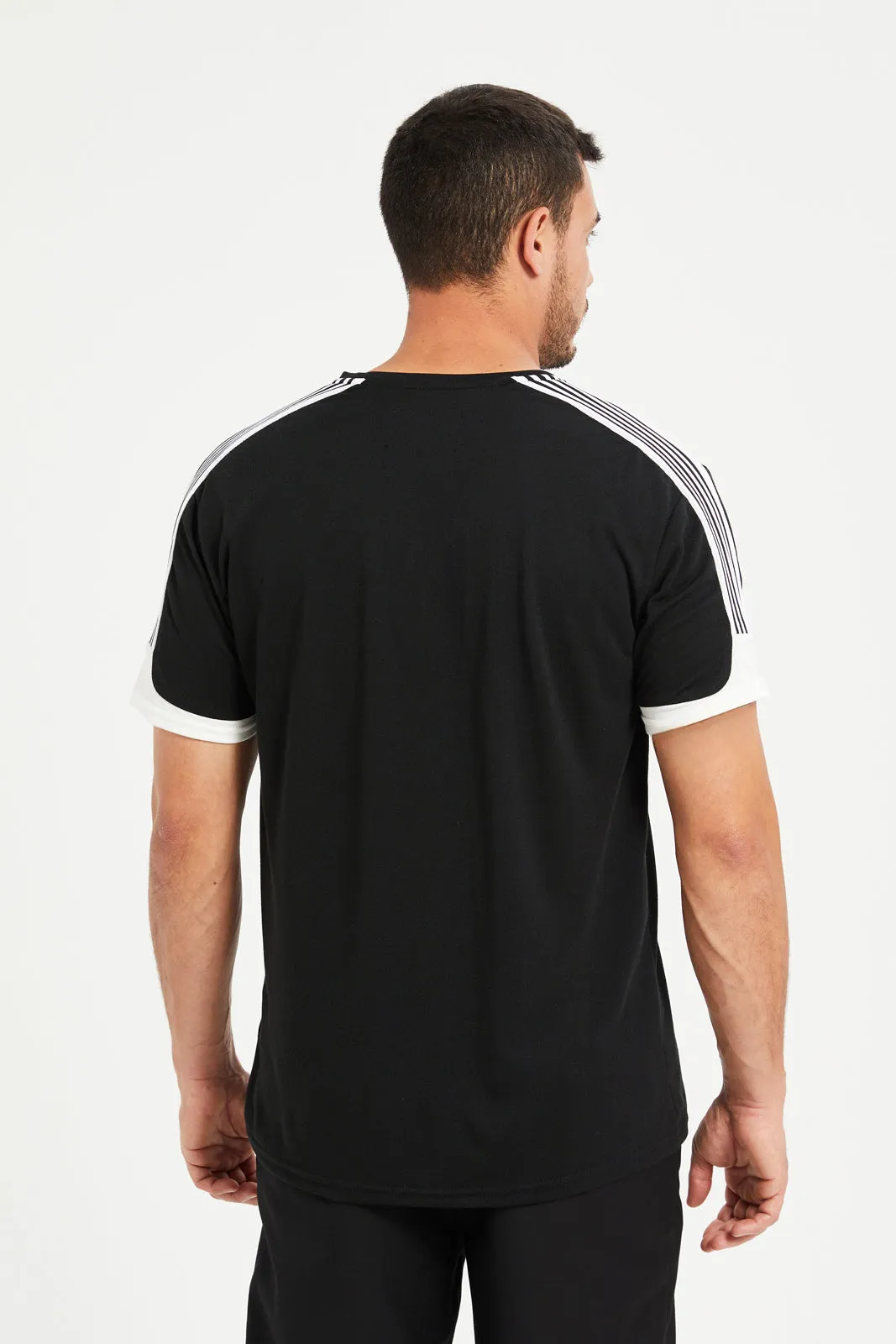 Men Black Printed Active T-Shirt sold by Redtag product image thumbnail 3