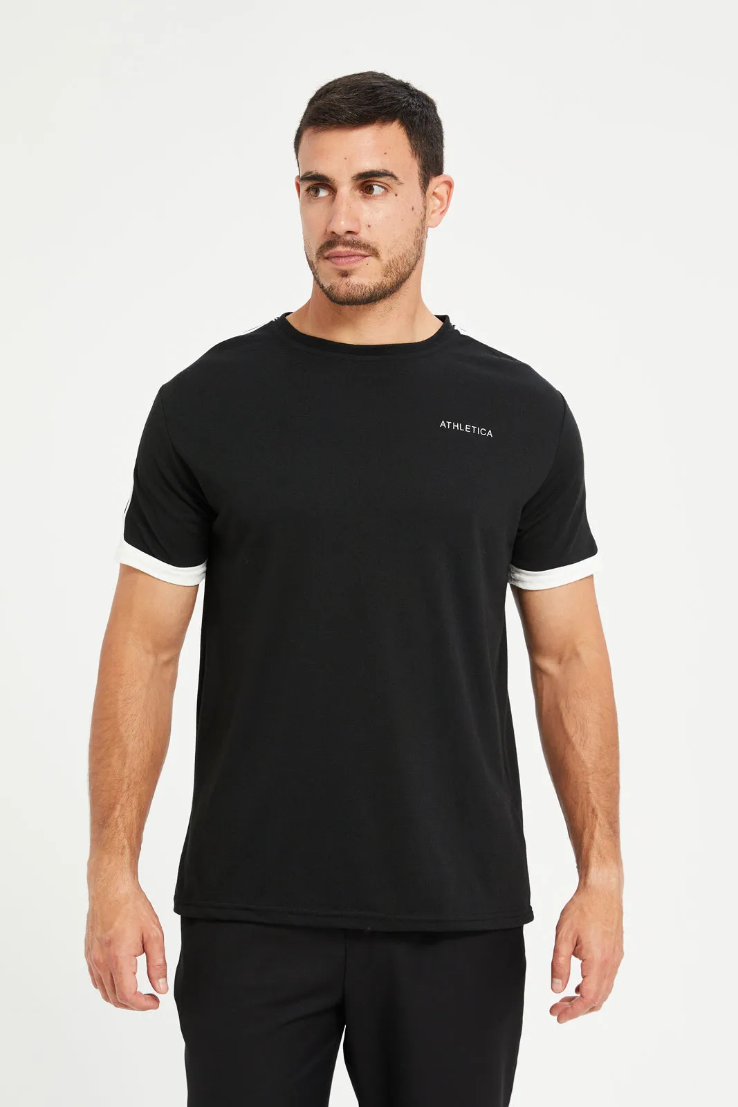Men Black Printed Active T-Shirt sold by Redtag