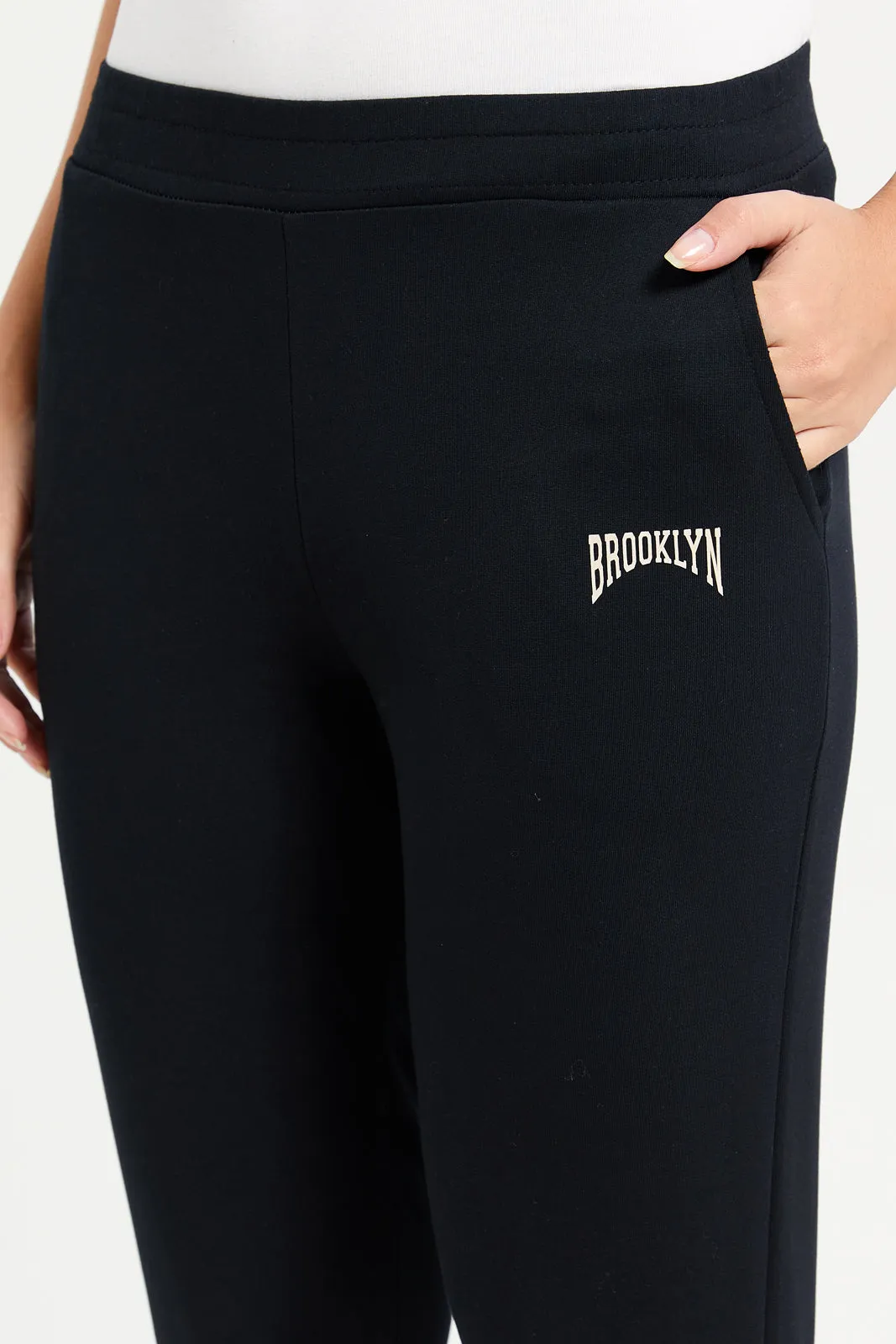 Women Black Straight Fit Plain Pants sold by Redtag product image thumbnail 4