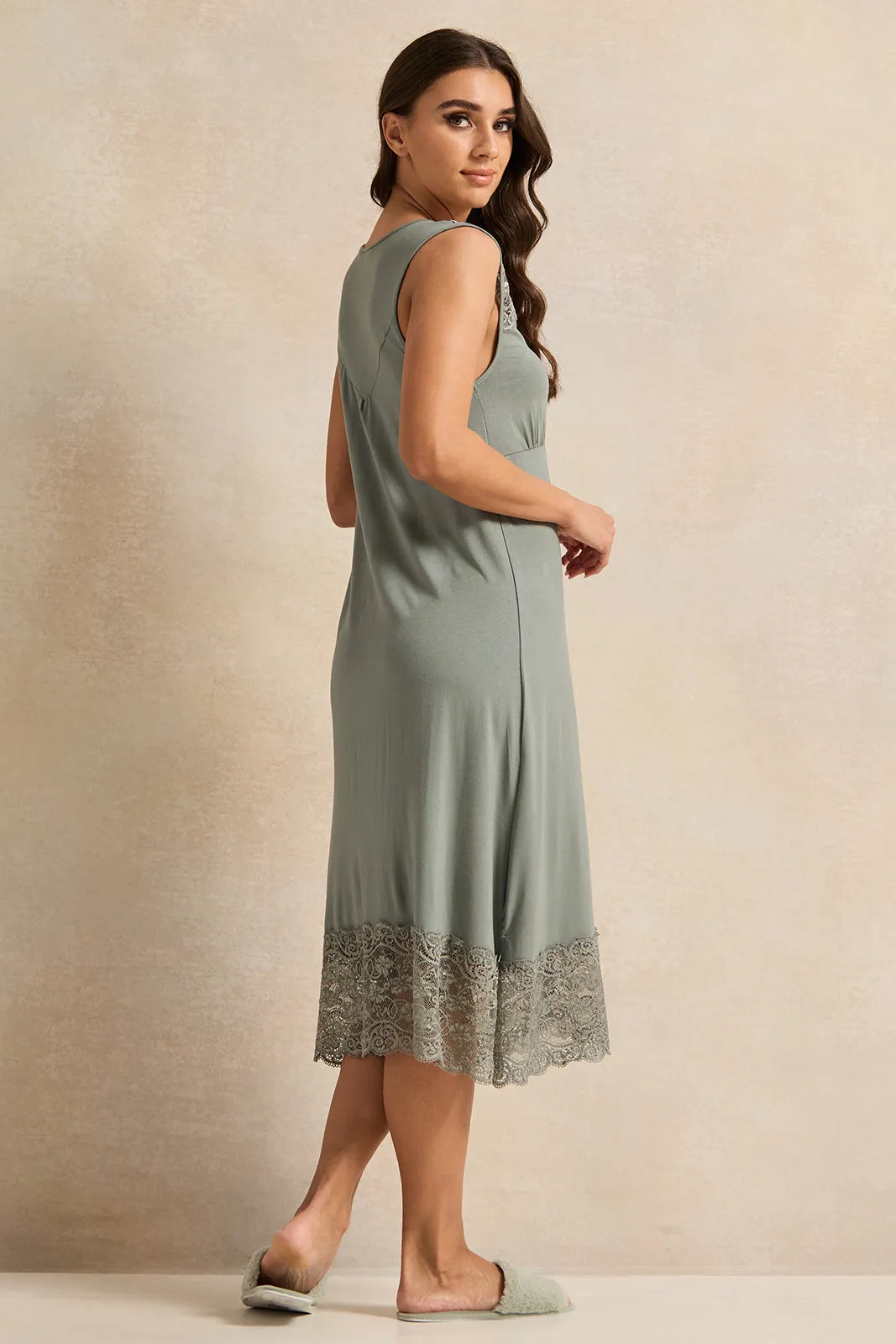 Women Mint Lace Embellished Chemise sold by Redtag product image thumbnail 3