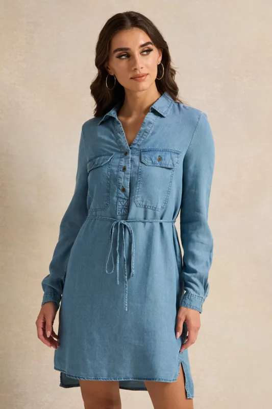 Women Blue Denim Tunic Dress sold by Redtag