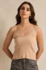 Women Beige Strappy Lace Vest sold by Redtag
