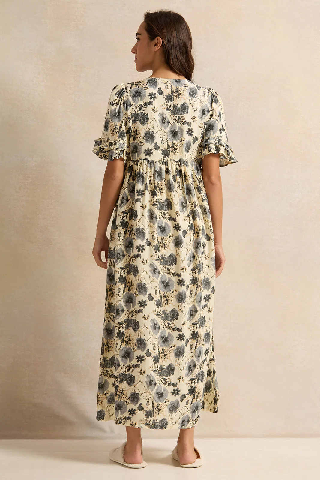 Women Beige Floral Printed Nightgown sold by Redtag product image thumbnail 3