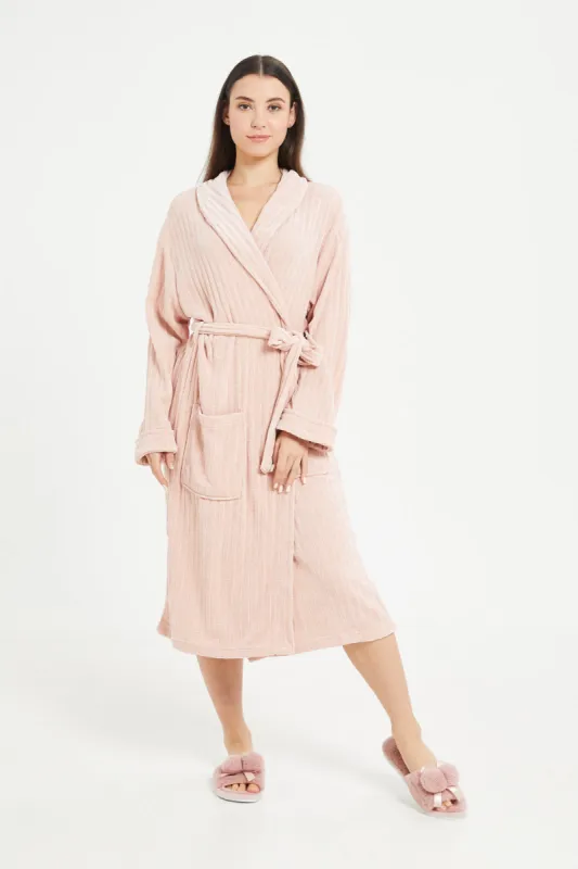 Pink Ultra Soft Belted Bathrobe sold by Redtag