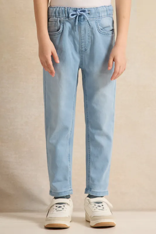 Boys Blue Pull on  Jeans sold by Redtag