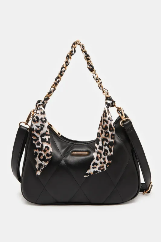 Women Black Quilted Bag sold by Redtag