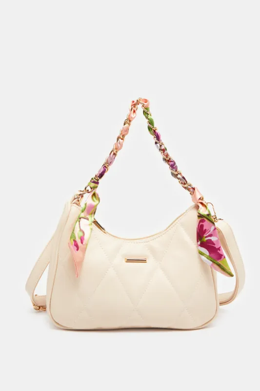 Women Beige Quilted Bag sold by Redtag