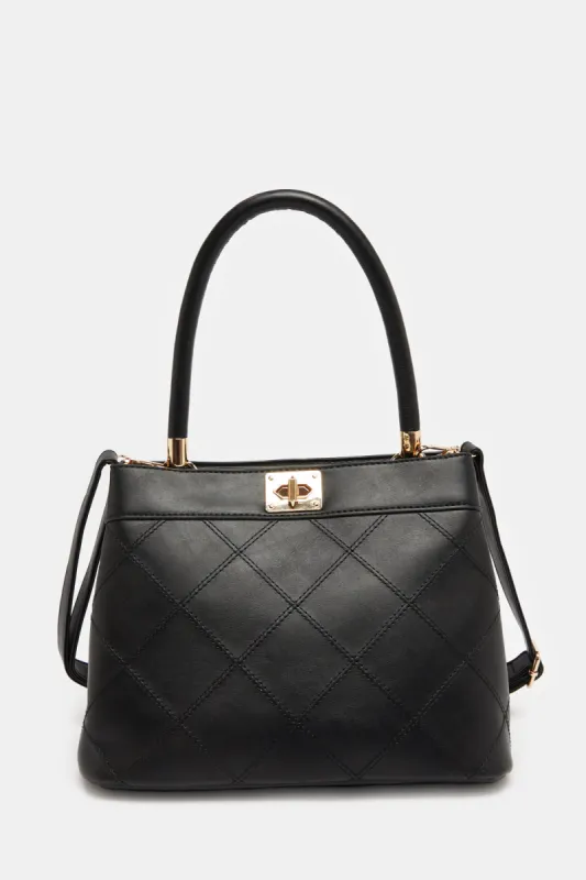 Women Black Quilted Day Bag sold by Redtag