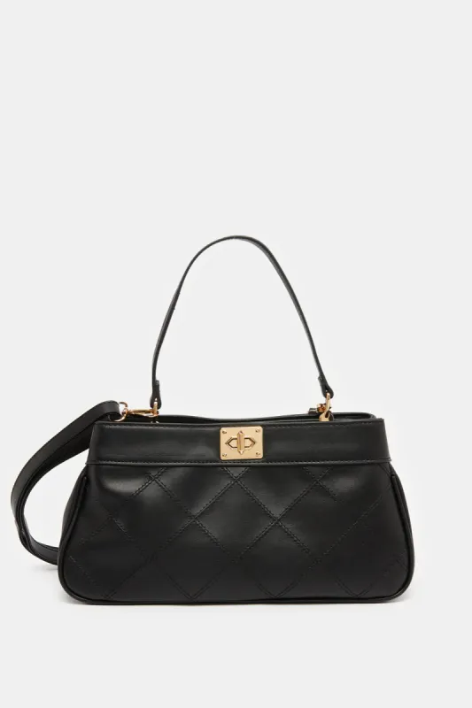 Women Black Quilted Day Bag sold by Redtag