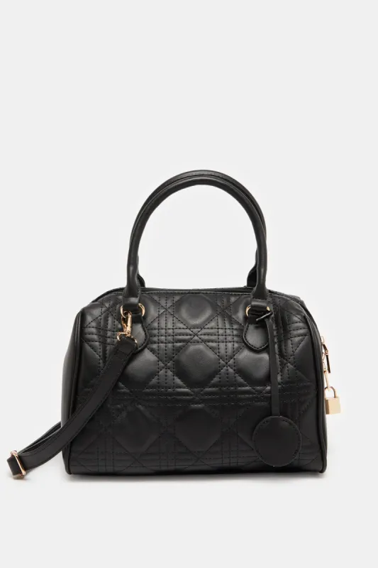 Women Black Quilted Day Bag sold by Redtag