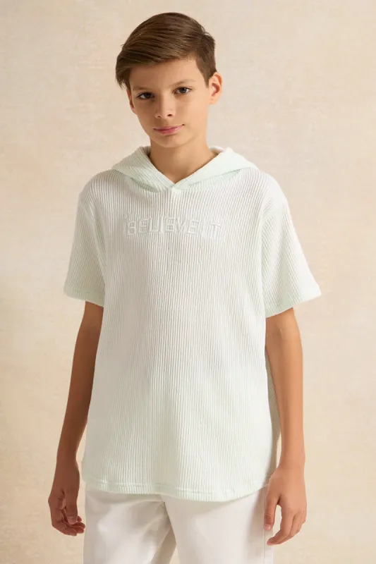 Senior Boys Green Hooded T-Shirt sold by Redtag
