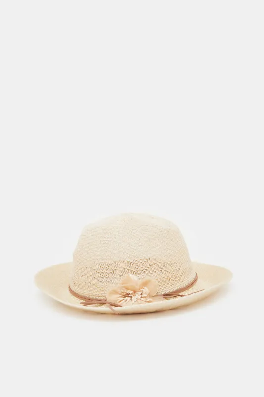 Women Beige Embellished Hat sold by Redtag