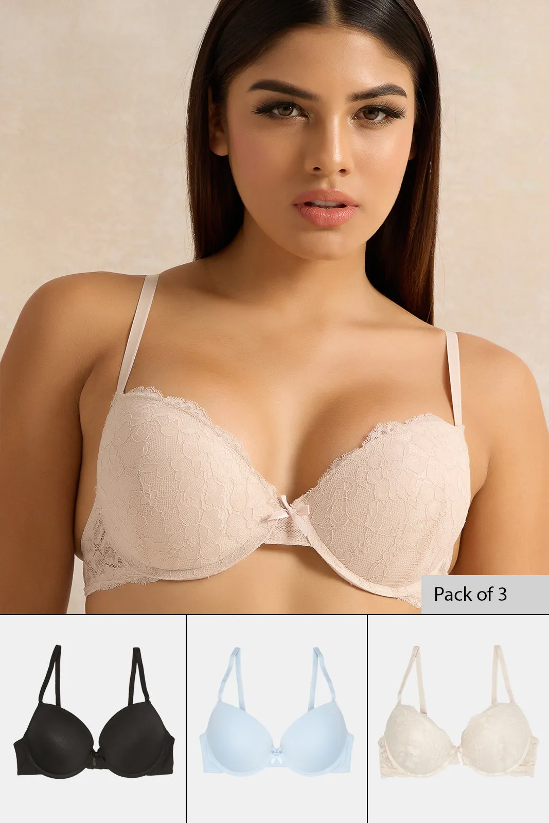 Women Assorted Push Up Bra Set (Pack of 3) sold by Redtag