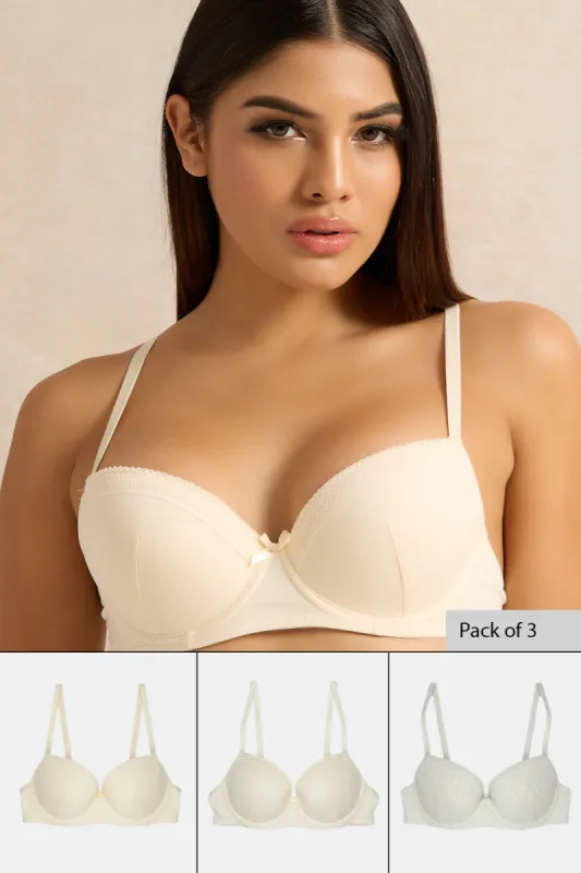 Women Assorted T-Shirt Bra Set (Pack of 3) sold by Redtag