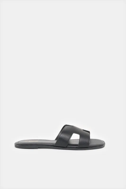 Women Black H Upper Mule sold by Redtag