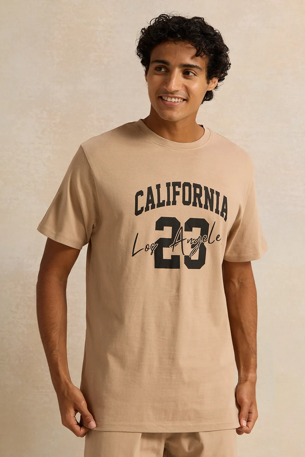 Men Beige Printed Pyjama Set (2 Piece) sold by Redtag product image thumbnail 2