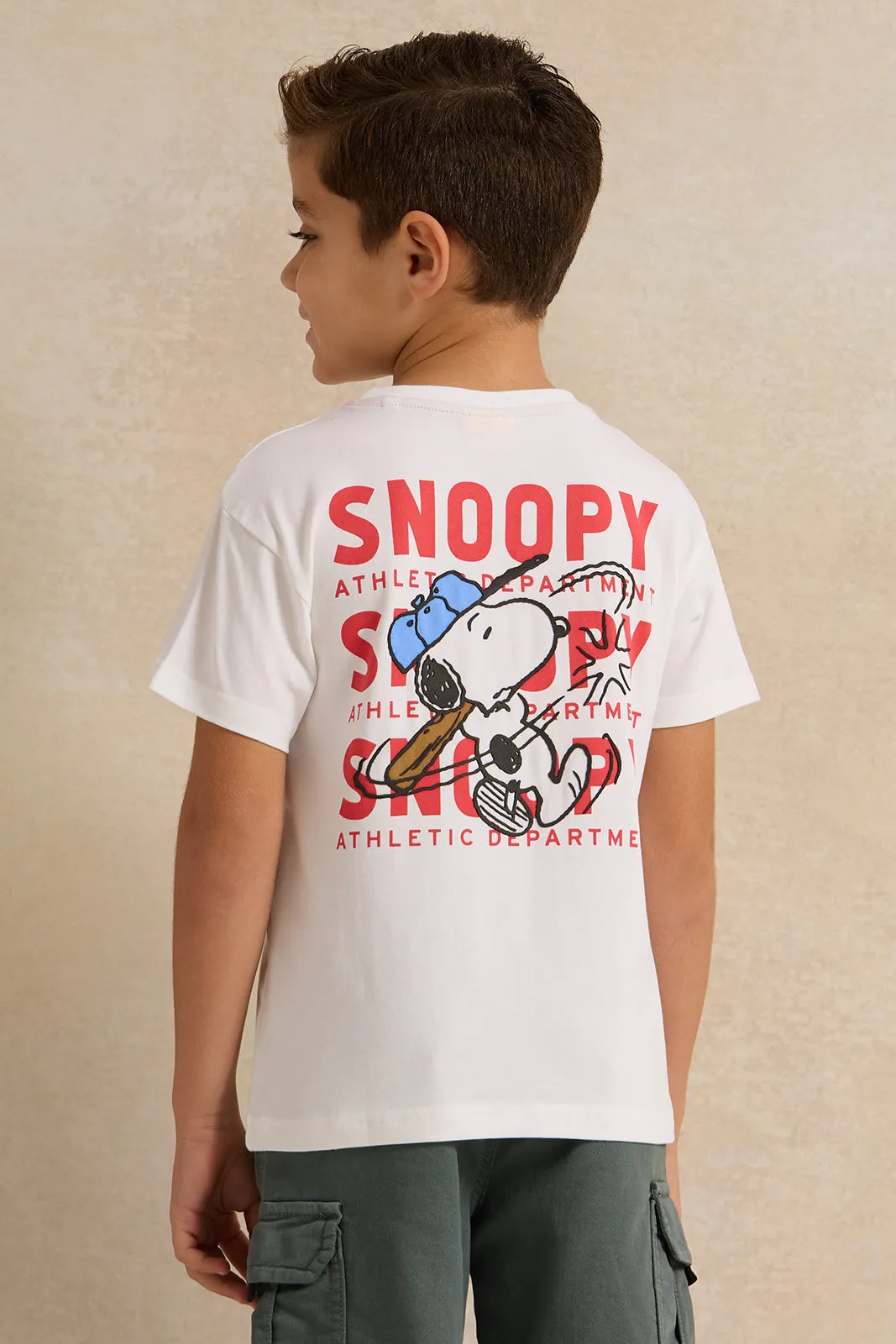 Boys White Snoopy Character Printed T-shirt sold by Redtag product image thumbnail 3