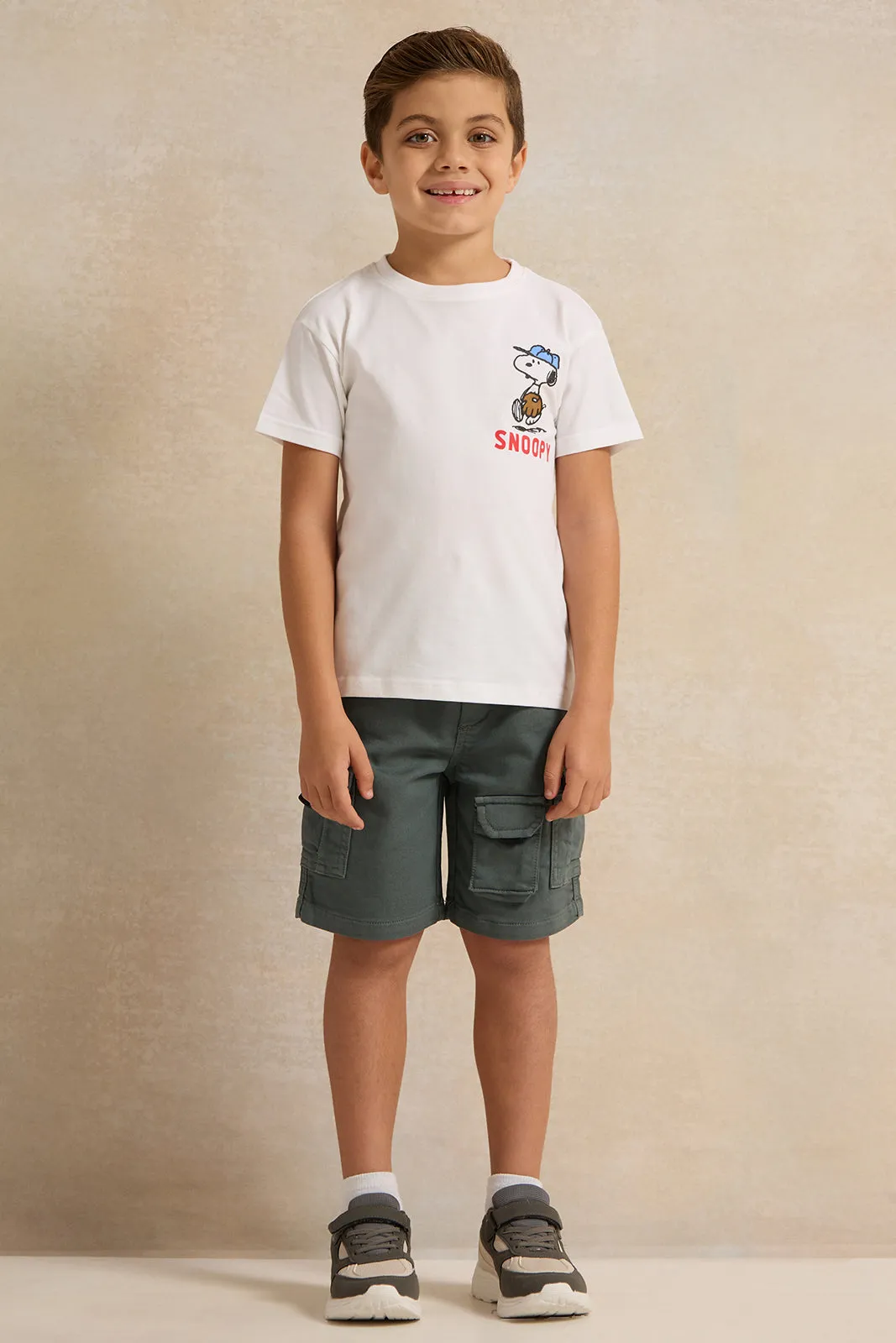 Boys White Snoopy Character Printed T-shirt sold by Redtag product image thumbnail 2