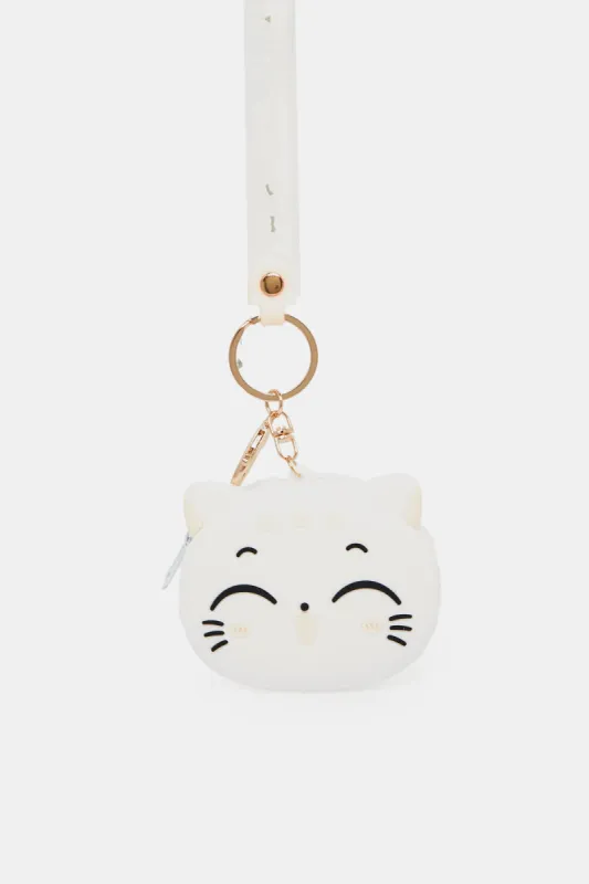 Women White Cat Embellished Bag Addon sold by Redtag