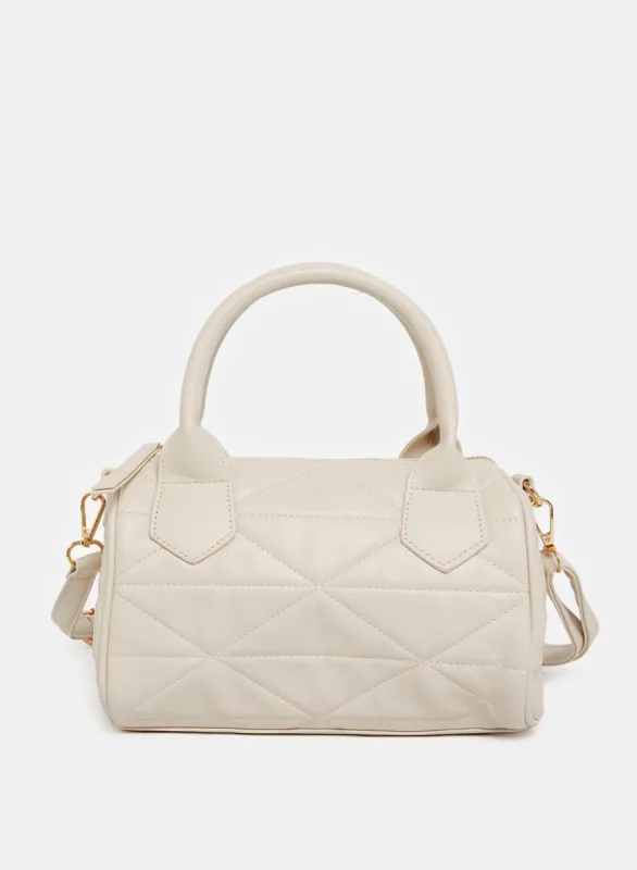Women Beige Textured Bollin Bag sold by Redtag