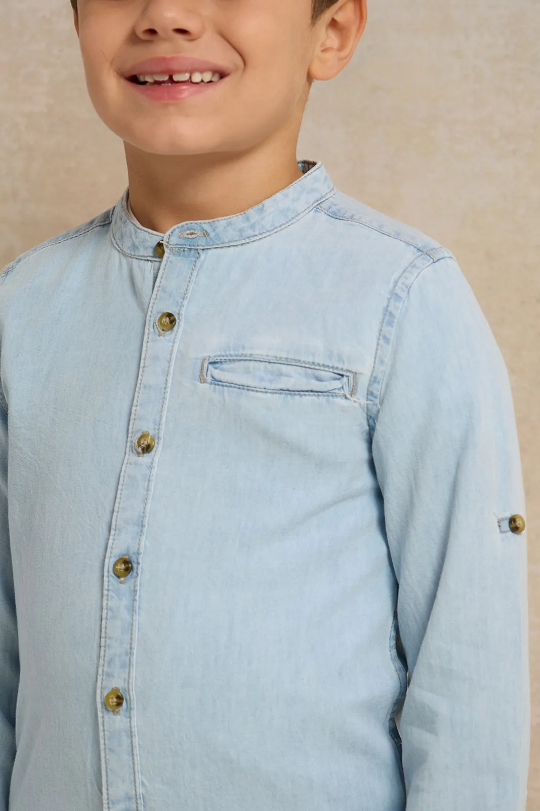 Boys White And Blue Denim Shirt With T-Shirt Set (2 Piece) sold by Redtag product image thumbnail 5