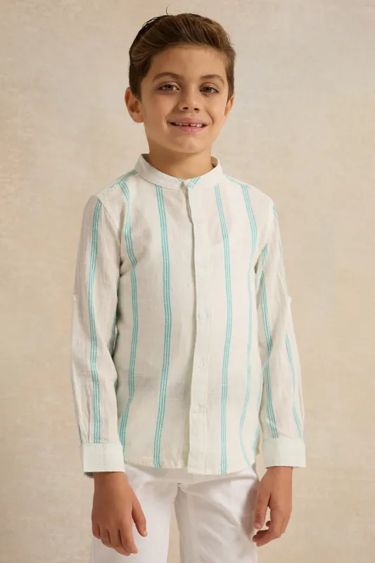 Boys White Striped Shirt sold by Redtag