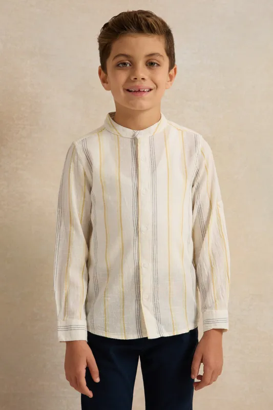 Boys Beige Striped Shirt sold by Redtag