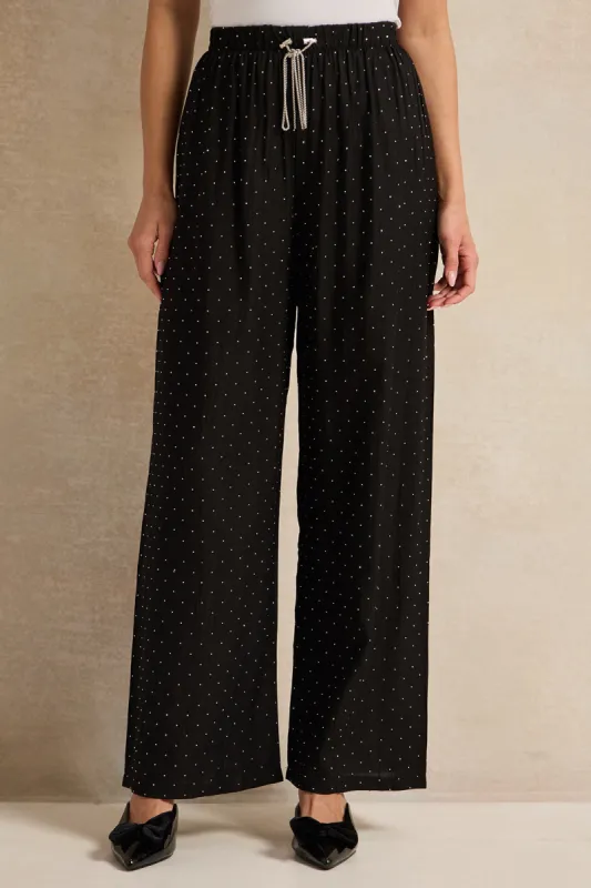 Women Black All Over Heat Stud Trouser sold by Redtag