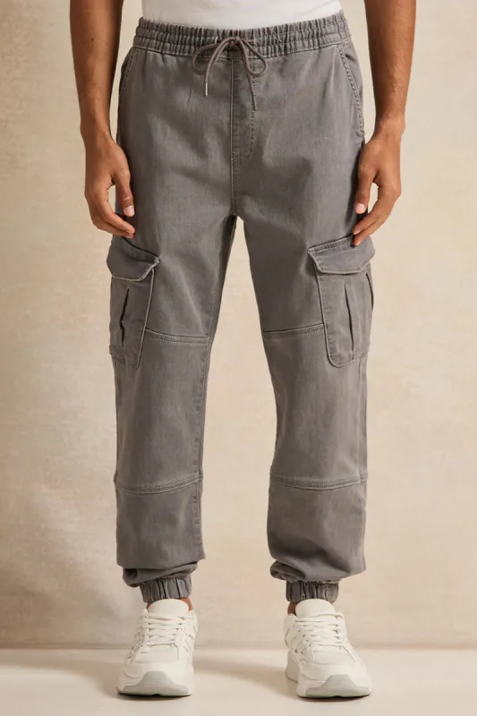 Men Grey Cargo Joggers sold by Redtag