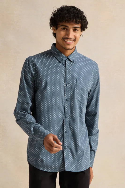 Men Blue Printed Casual Shirt sold by Redtag