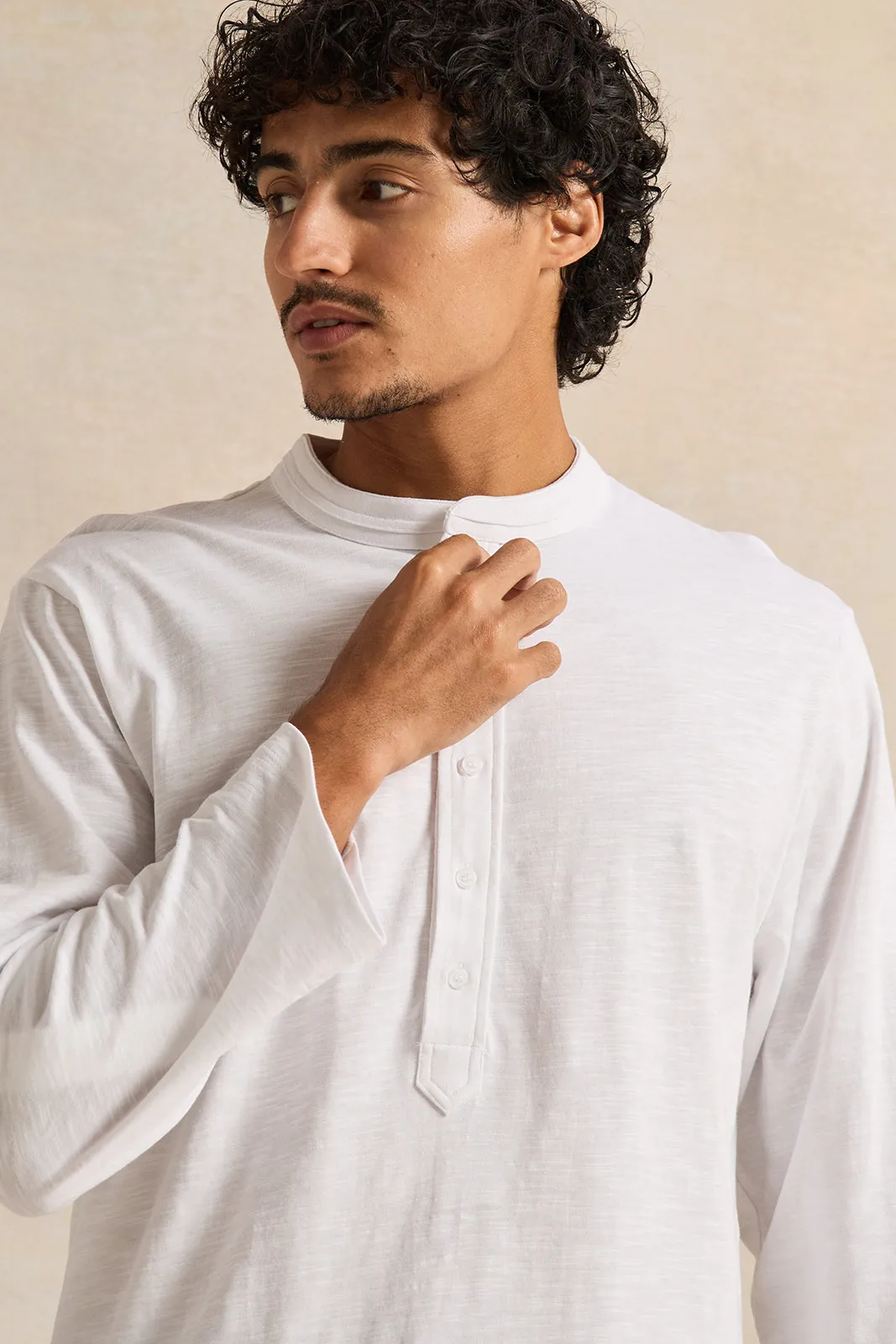 Men White Suede Tipped Kurta Shirt sold by Redtag product image thumbnail 4