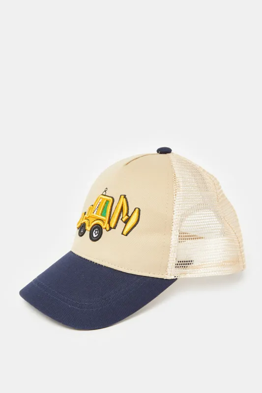 Boys Beige Embellished Cap sold by Redtag