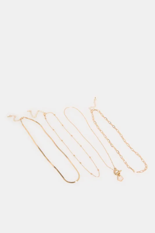 Women Gold Embellished Necklace (4 Piece) sold by Redtag