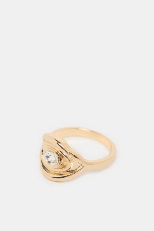 Women Gold Embellished Ring sold by Redtag